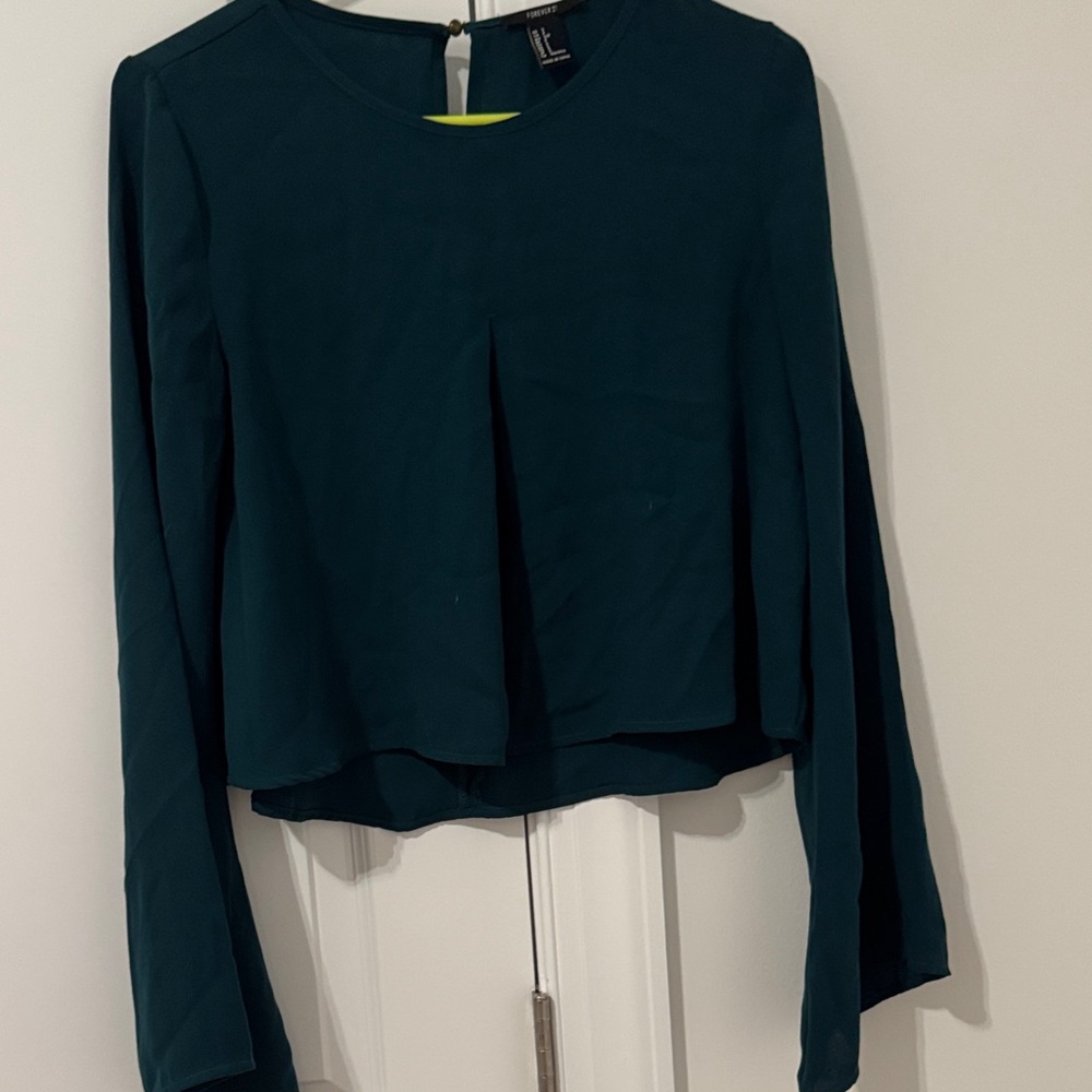 Forever 21 Deep Teal Long Sleeve Blouse
